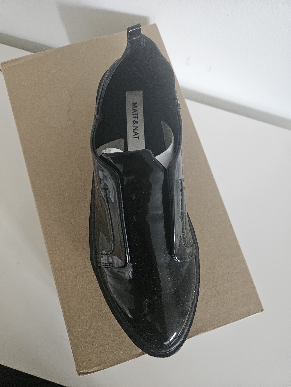 Matt & Nat Black Patent Slip-On Loafer